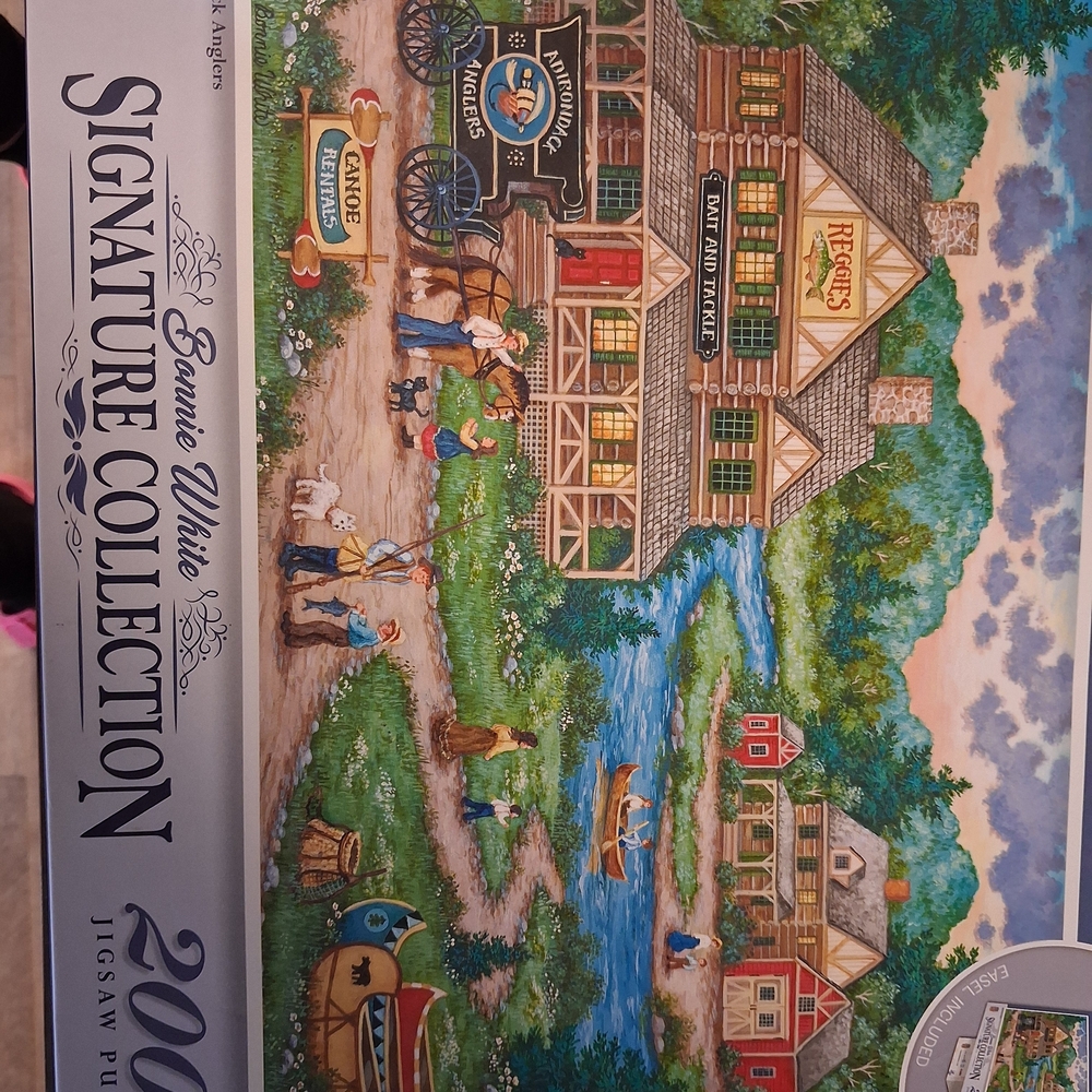 Jigsaw Puzzle Landscape Village Life Adirondacks Anglers 2000 pieces NEW